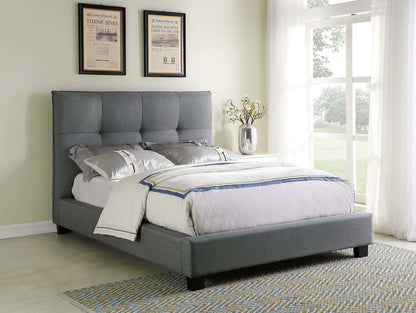 Tête de lit rembourrée Asha en tissu gris, touffetée - Queen Size | Tête de lit rembourrée Asha en tissu gris capitonné - format grand lit