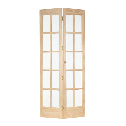 Porte pliante traditionnelle AWC en pin brut à vitrage divisé de 76 cm (30 pouces)