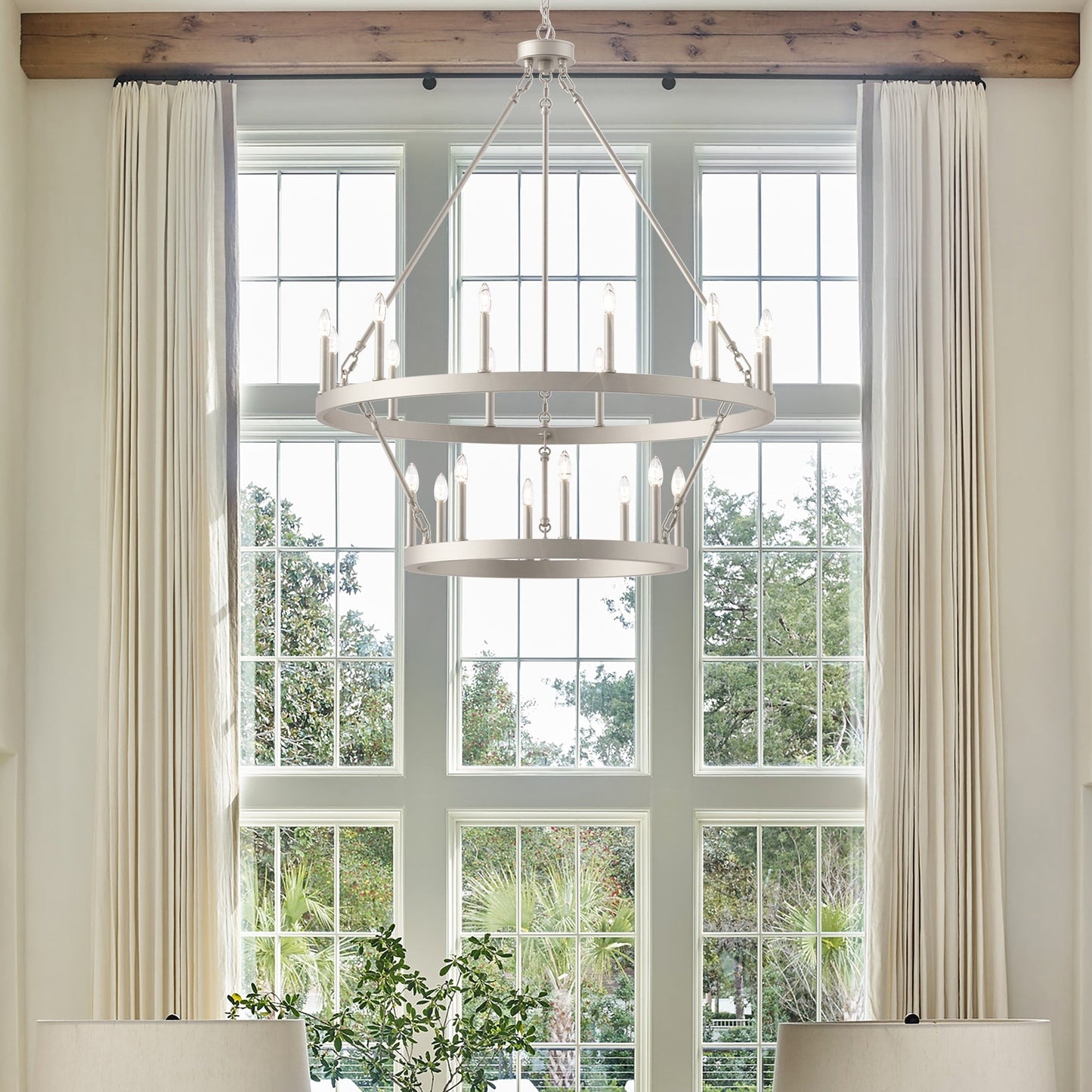 Lustre Acroma moderne à 20 lumières, style ferme, rond, 40 po, en forme de roue de chariot, homologué UL.