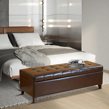 Banc coffre de rangement en cuir reconstitué Adeco 50