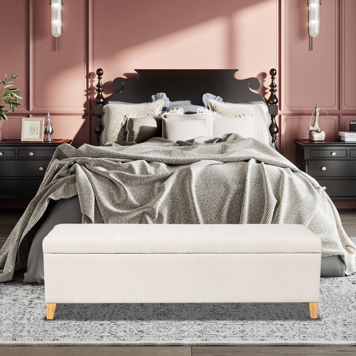 Banc coffre de rangement en cuir reconstitué Adeco 50