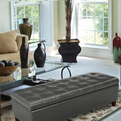 Banc coffre de rangement en cuir reconstitué Adeco 50