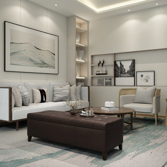 Banc coffre de rangement en cuir reconstitué Adeco 50