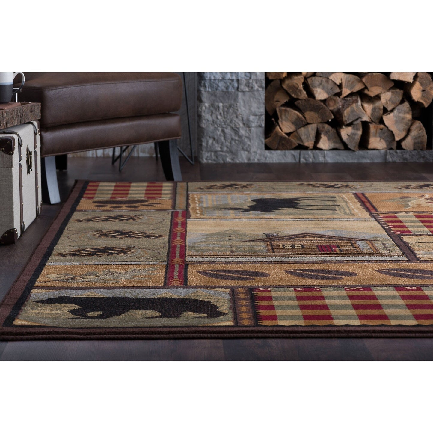 Tapis et descentes de lit - Tapis style chalet/ferme pour salon, chambre, salle à manger, cuisine - 60 x 90 cm / 90 x 240 cm / 150 x 210 cm / 240 x 300 cm / 270 x 360 cm / Rond
