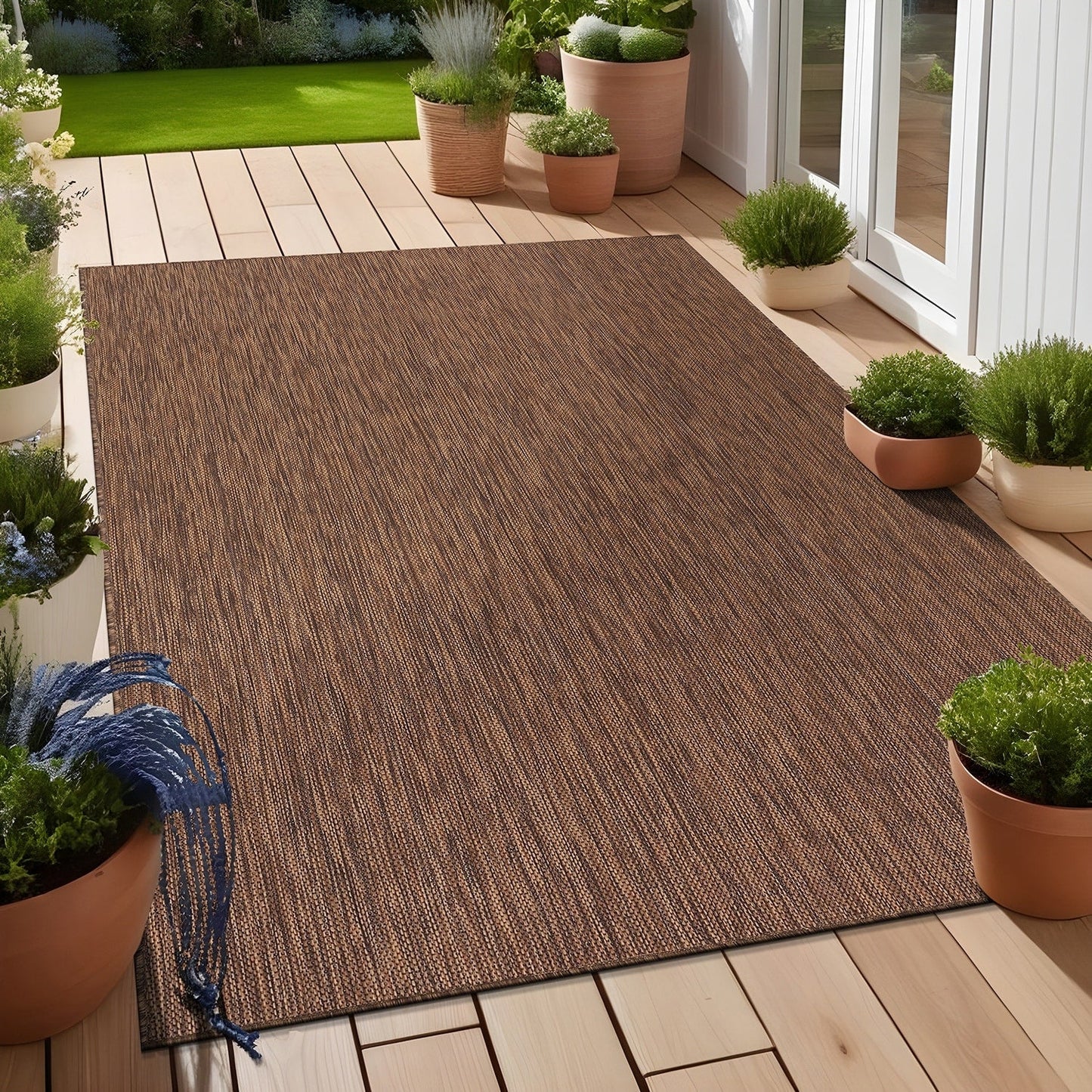 Tapis Aloha lavable uni pour intérieur/extérieur, terrasse, salon