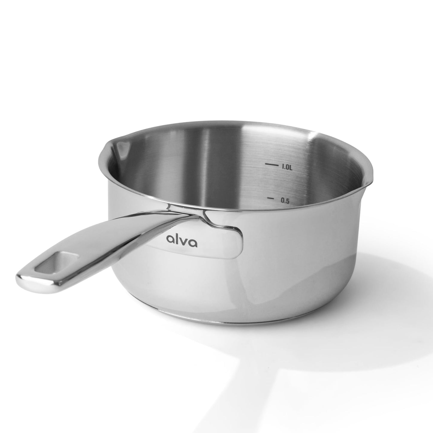Casserole Alva Maestro en acier inoxydable avec couvercle, 2 pintes, avec bec verseur - 6,3