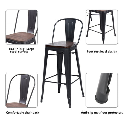 Tabourets de bar style ferme Andeworld, ensemble de 4 tabourets de bar hauteur comptoir - Lot de 4