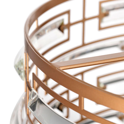 Lustre Anita à abat-jour tambour et prisme en verre transparent