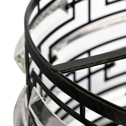 Lustre Anita à abat-jour tambour et prisme en verre transparent