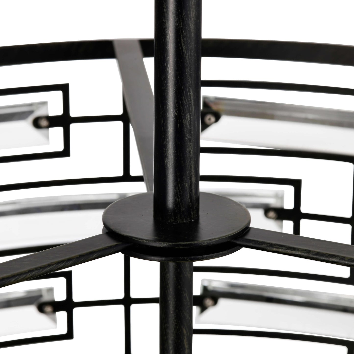 Lustre Anita à abat-jour tambour et prisme en verre transparent