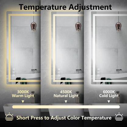 Miroir de salle de bain antibuée rétroéclairé RGB et éclairé par LED