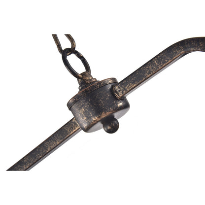 Luminaire rectangulaire à 6 lumières pour îlot de cuisine, en bronze antique, avec suspension en cristal - Bronze antique