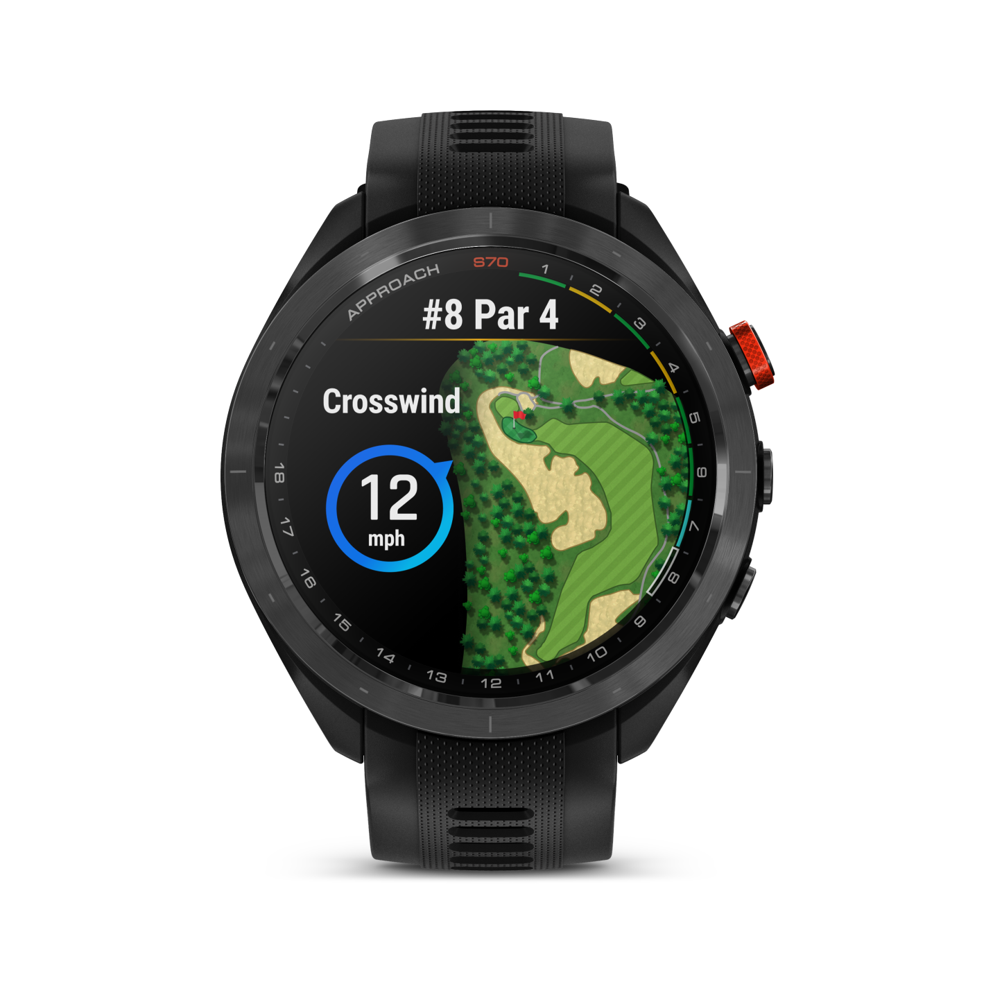 Garmin Approach® S70 Montre Gps De Golf - Suivi Sportif Et De Santé Avec Bracelet En Silicone Noir