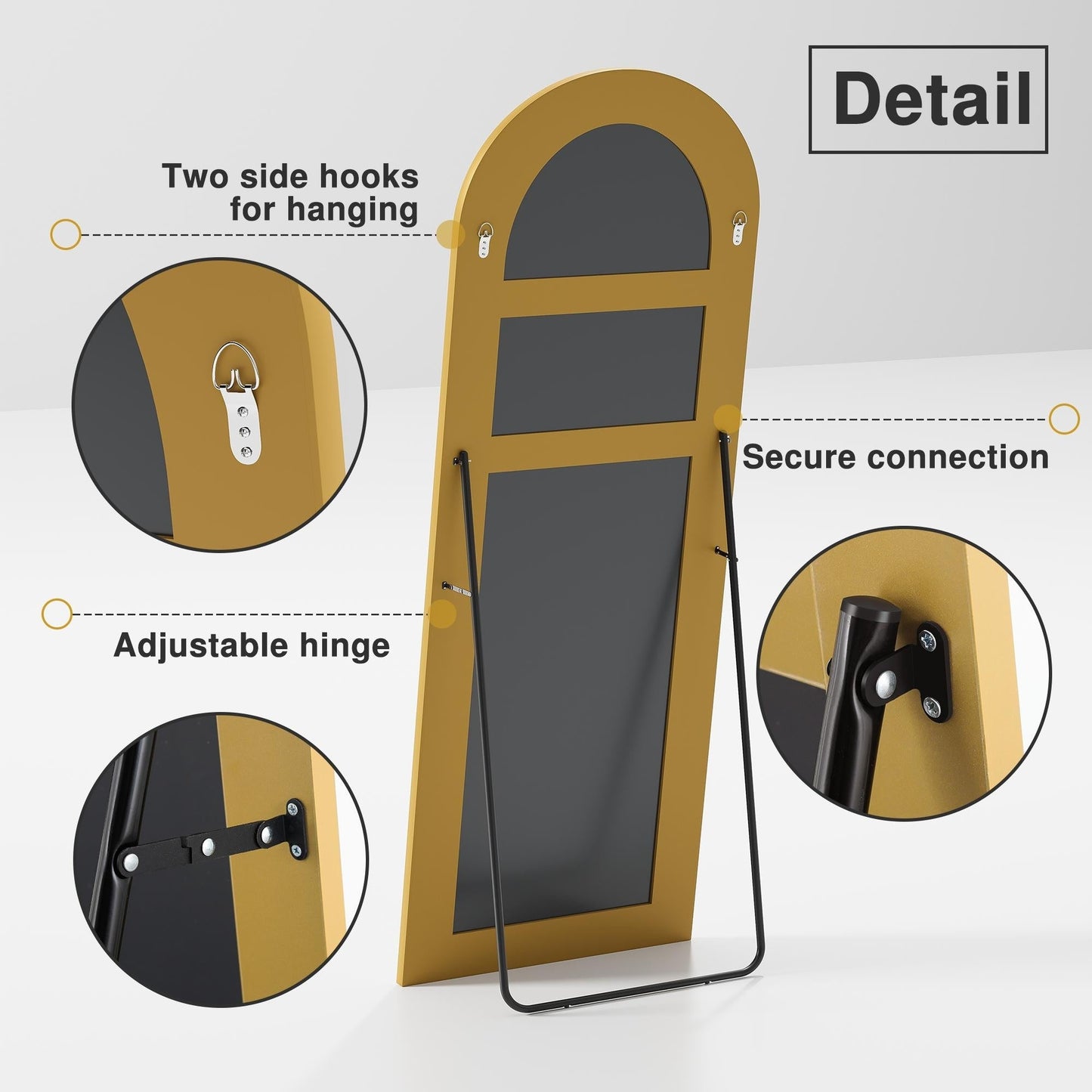 Miroir sur pied Dovelina arqué, pleine longueur