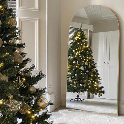 Miroir sur pied en bois arqué, miroir mural