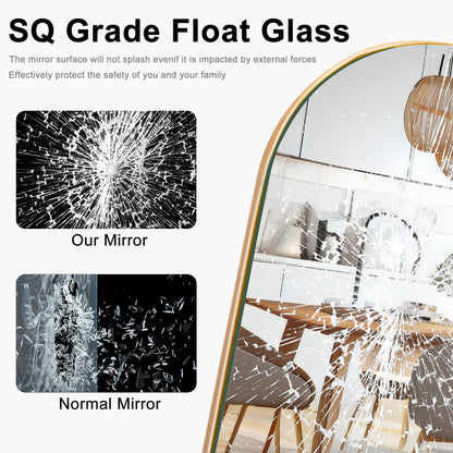 Miroir sur pied en bois arqué, miroir mural