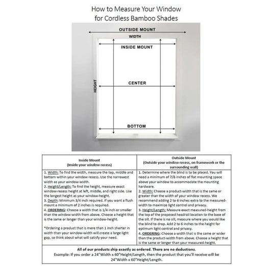 Stores romains en bambou Arlo Blinds Tuscan de 74 pouces de haut, sans cordon, à levage vertical