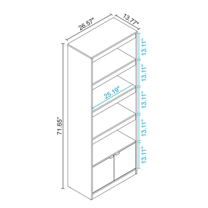 Manhattan Comfort Mid-Century Modern Ratzer Bibliothèque avec 5 étagères - Marron et Blanc|Bibliothèque Ratzer de Manhattan Comfort de style moderne du milieu du 20e siècle avec 5 tablettes - brune et blanche