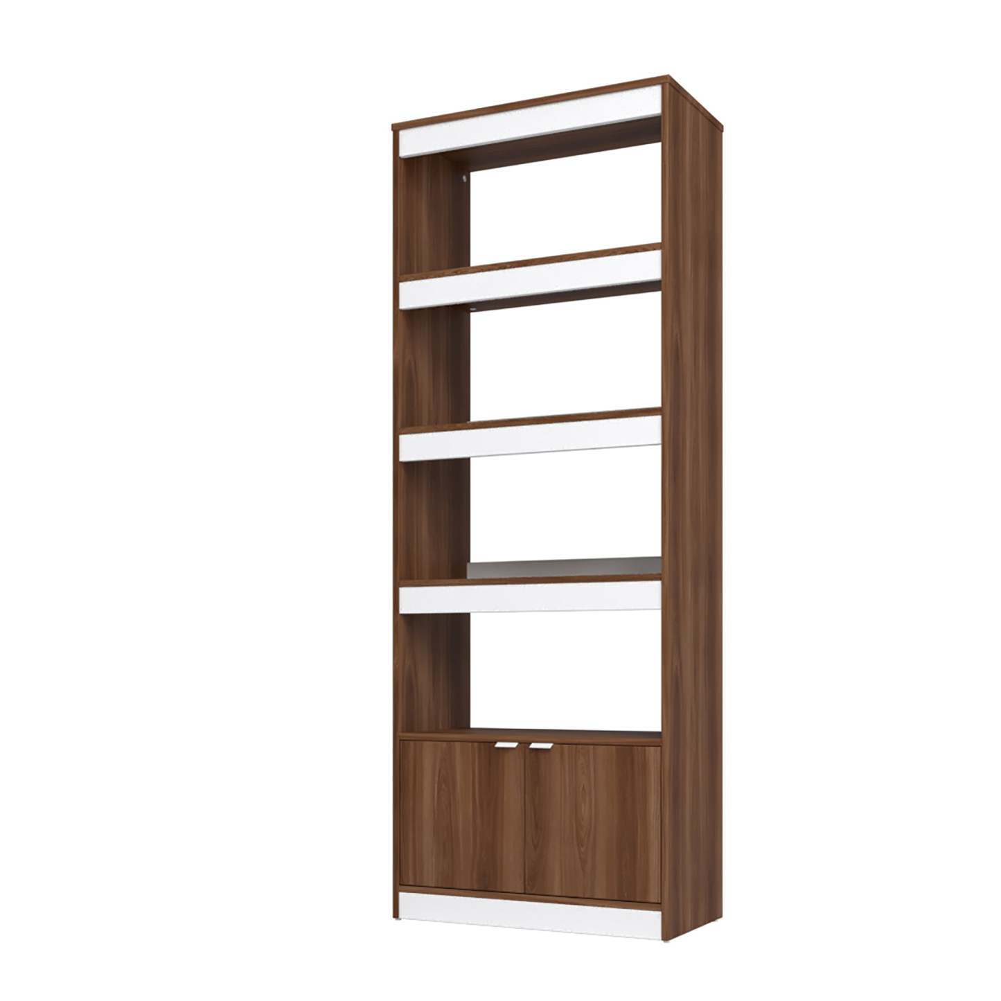 Manhattan Comfort Mid-Century Modern Ratzer Bibliothèque avec 5 étagères - Marron et Blanc|Bibliothèque Ratzer de Manhattan Comfort de style moderne du milieu du 20e siècle avec 5 tablettes - brune et blanche