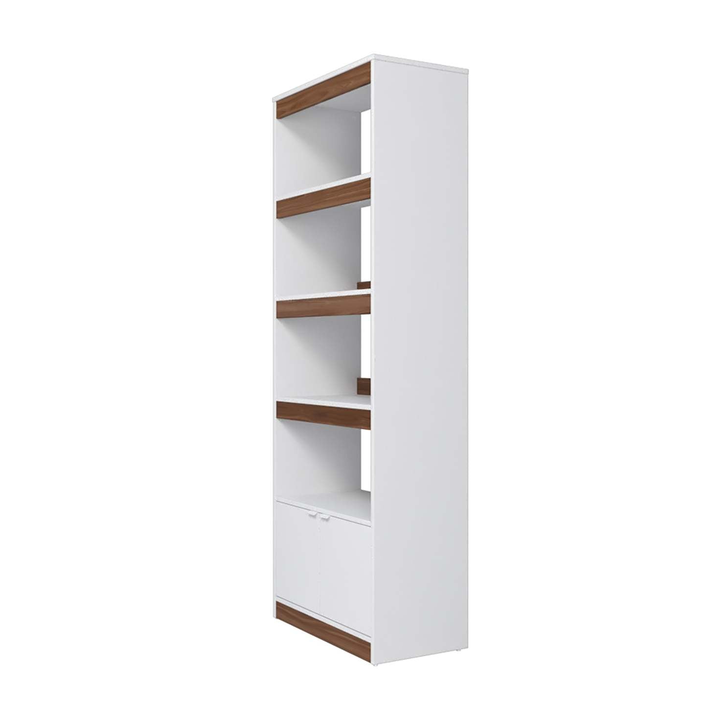Manhattan Comfort Mid-Century Modern Ratzer Bibliothèque avec 5 étagères - Blanc et Marron|Bibliothèque Ratzer de Manhattan Comfort de style moderne du milieu du 20e siècle avec 5 tablettes - blanche et brune