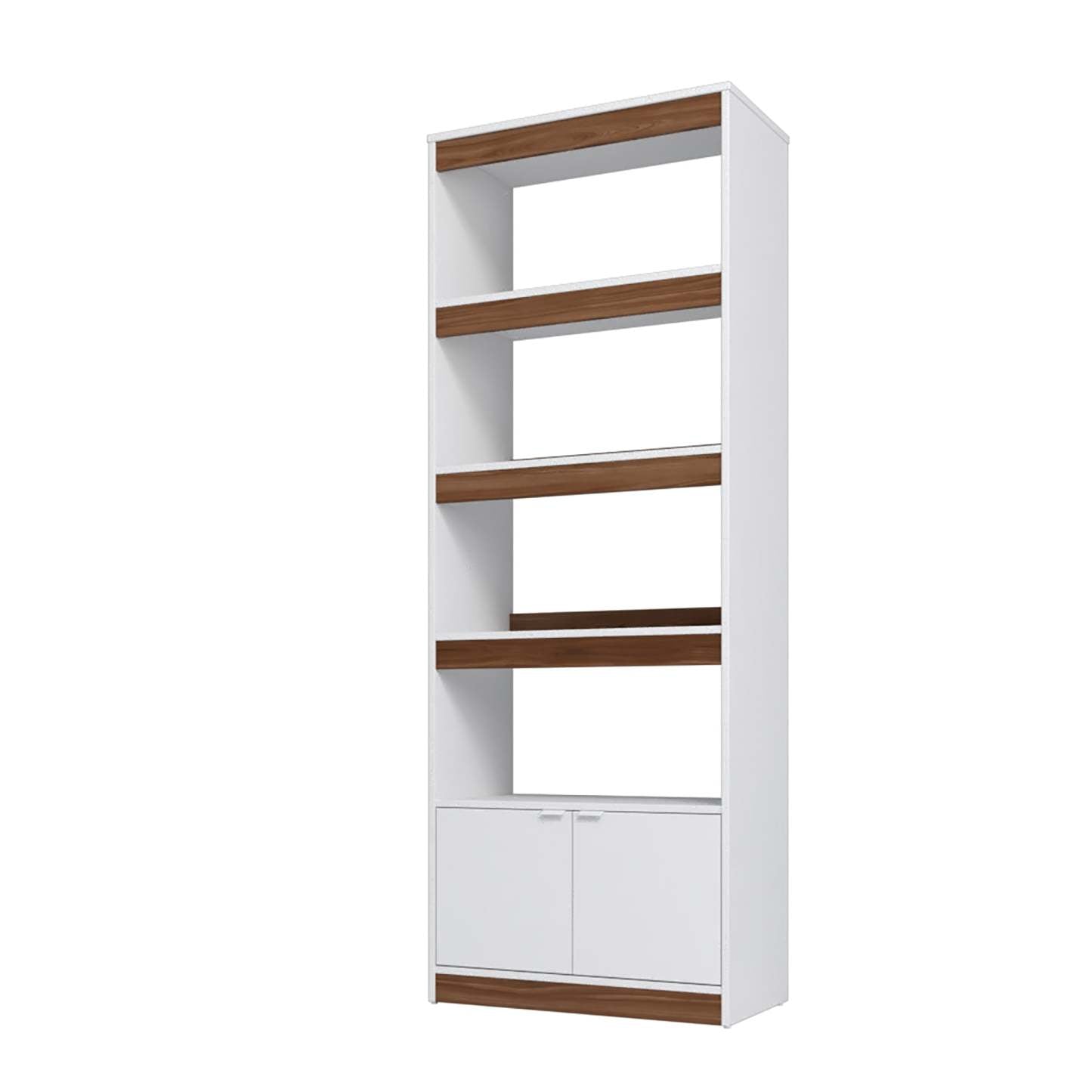 Manhattan Comfort Mid-Century Modern Ratzer Bibliothèque avec 5 étagères - Blanc et Marron|Bibliothèque Ratzer de Manhattan Comfort de style moderne du milieu du 20e siècle avec 5 tablettes - blanche et brune