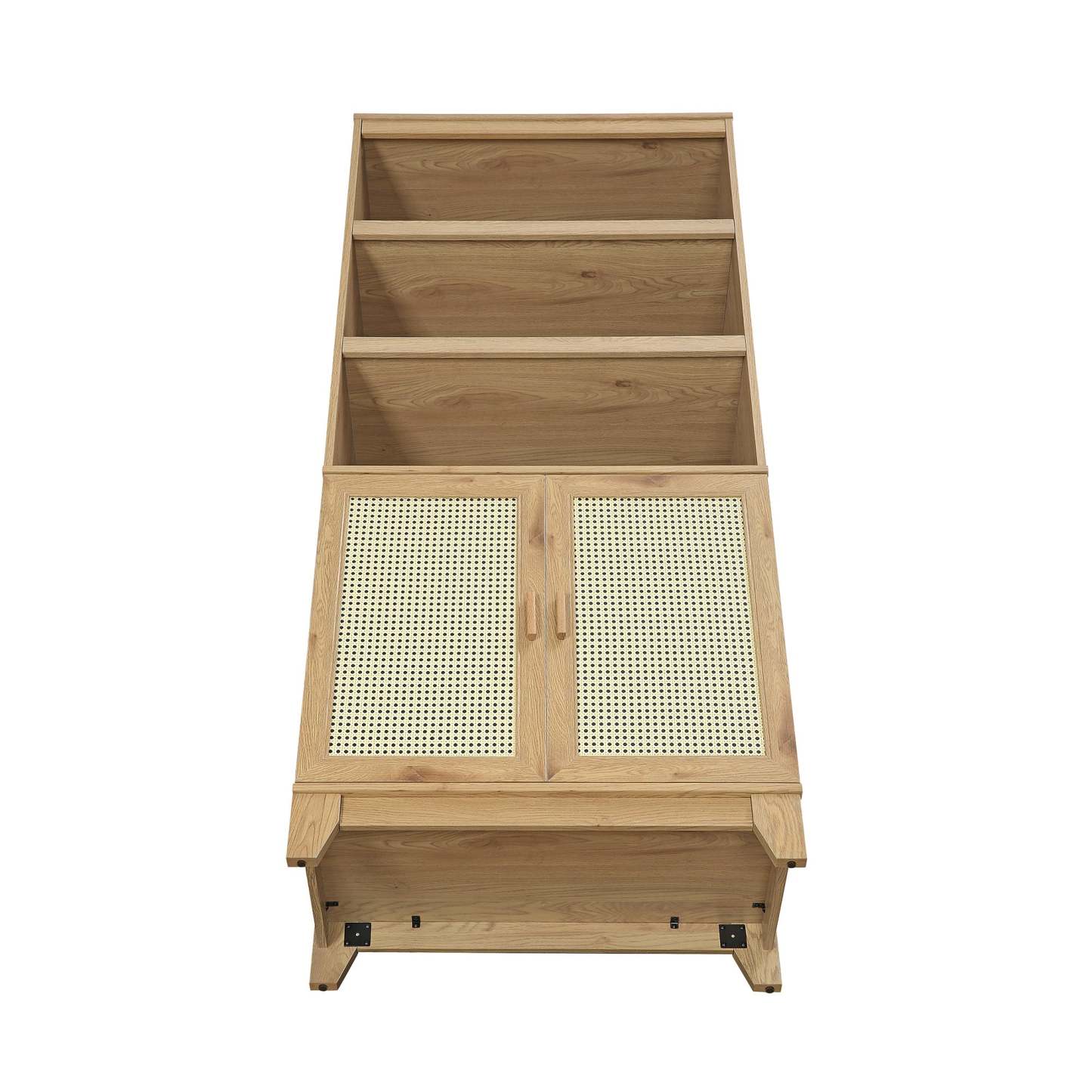 Bibliothèque moderne Sheridan de Manhattan Comfort avec étagères réglables - Naturel|Bibliothèque moderne Sheridan de Manhattan Comfort avec cannage et tablettes réglables - naturel