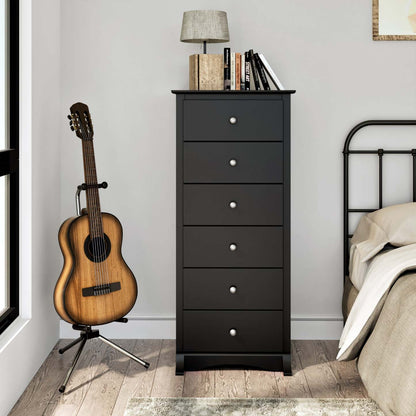 Jade Tall 6-Drawer Chest - Black|Commode verticale haute Jade à 6 tiroirs - noire