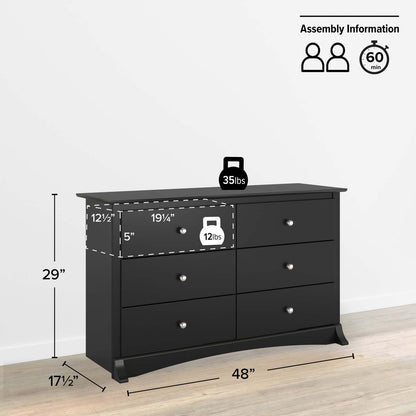 Jade Kids 6-Drawer Dresser - Black|Commode Jade à 6 tiroirs pour enfants - noire