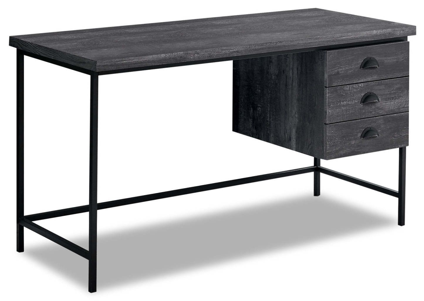 Bureau Blake 55,25 aspect bois récupéré avec 3 tiroirs - Noir|Bureau Blake de 55,25 po d'apparence bois recyclé à 3 tiroirs - noir