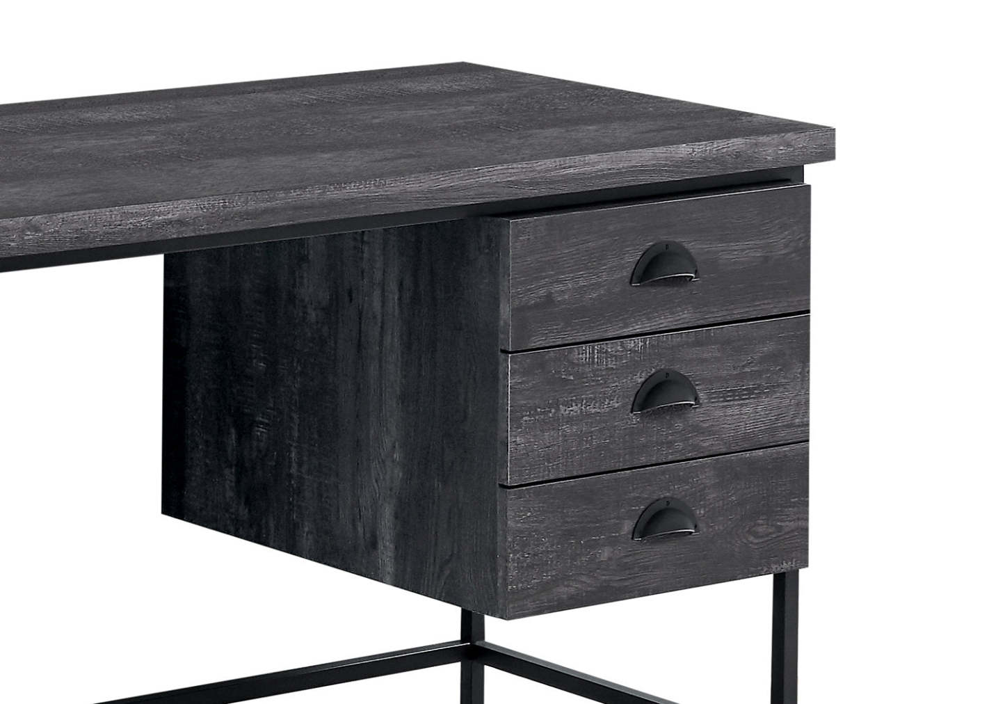 Bureau Blake 55,25 aspect bois récupéré avec 3 tiroirs - Noir|Bureau Blake de 55,25 po d'apparence bois recyclé à 3 tiroirs - noir