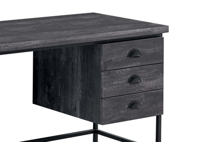 Bureau Blake 55,25 aspect bois récupéré avec 3 tiroirs - Noir|Bureau Blake de 55,25 po d'apparence bois recyclé à 3 tiroirs - noir