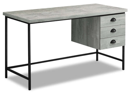 Bureau Blake 55.25 aspect bois récupéré avec 3 tiroirs - Gris|Bureau Blake de 55,25 po d'apparence bois recyclé à 3 tiroirs - gris