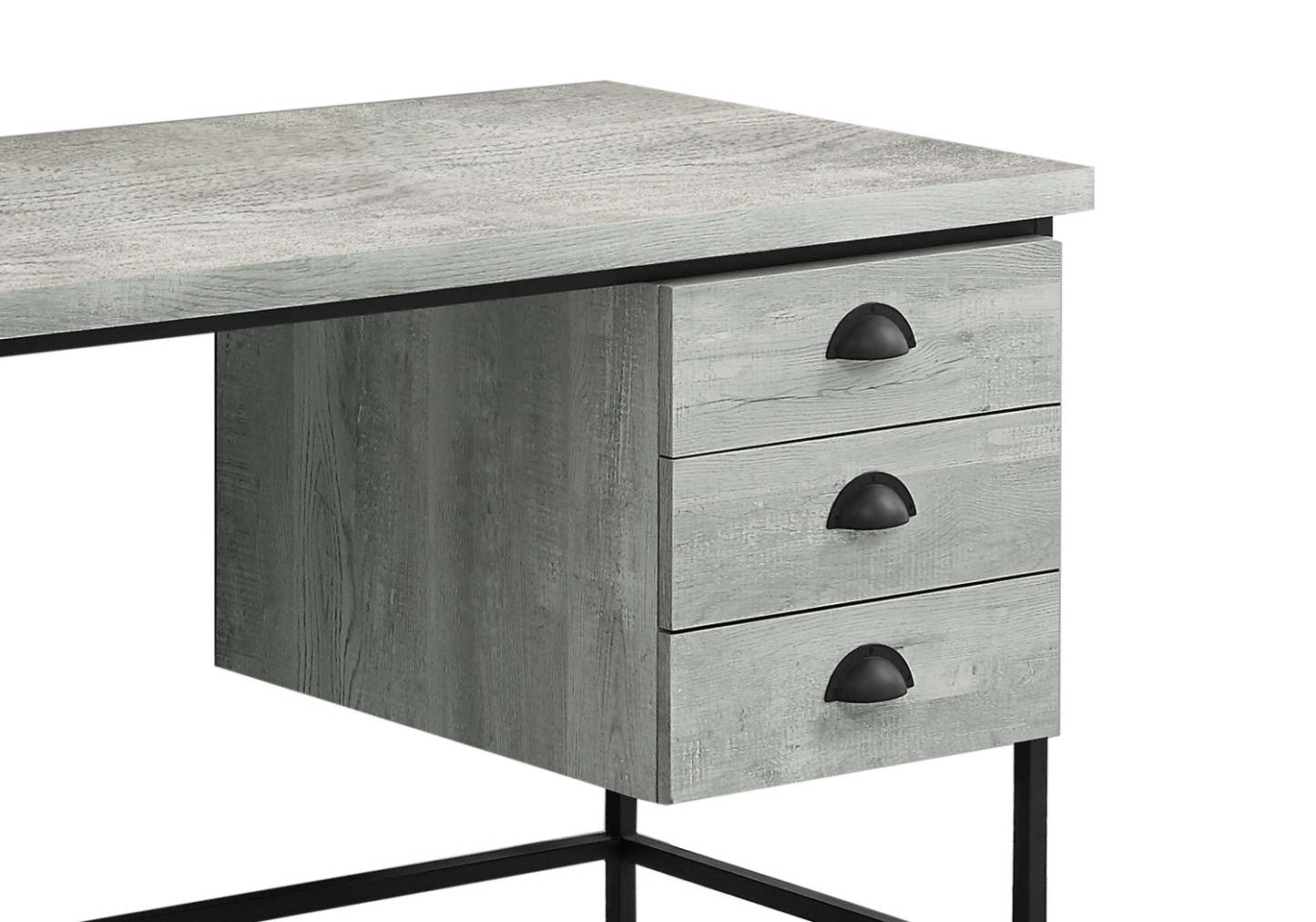 Bureau Blake 55.25 aspect bois récupéré avec 3 tiroirs - Gris|Bureau Blake de 55,25 po d'apparence bois recyclé à 3 tiroirs - gris