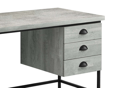 Bureau Blake 55.25 aspect bois récupéré avec 3 tiroirs - Gris|Bureau Blake de 55,25 po d'apparence bois recyclé à 3 tiroirs - gris