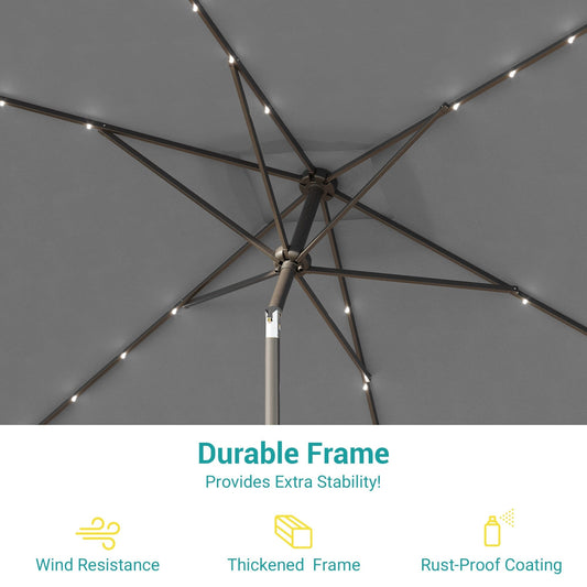 BONOSUKI Parasols d'extérieur à LED 10 x 6,5 pi pour terrasses et marchés