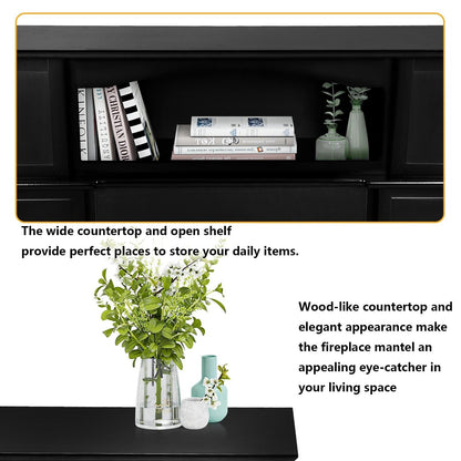 Cheminée électrique BOSSIN 43 avec manteau, insert de cheminée électrique de 58 cm (23 pouces), meuble TV autoportant avec foyer en bois