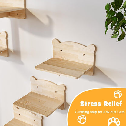 Système d'escalade mural pour chat BOSSIN 9/16/18 pièces en pin - Étagères murales avec panier, griffoir et tunnel