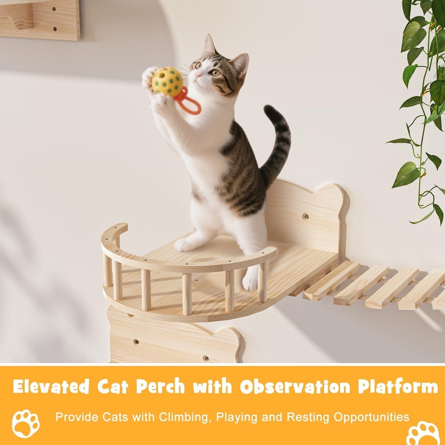 Système d'escalade mural pour chat BOSSIN 9/16/18 pièces en pin - Étagères murales avec panier, griffoir et tunnel