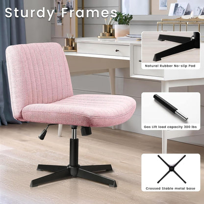 Chaise de bureau pivotante moderne BOSSIN Criss Cross Chair sans accoudoirs et sans roulettes, rembourrée en tissu.