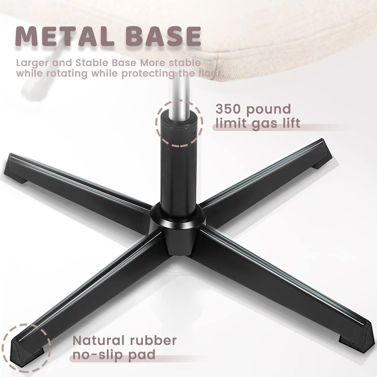 Chaise de bureau pivotante moderne BOSSIN Criss Cross Chair sans accoudoirs et sans roulettes, rembourrée en tissu.