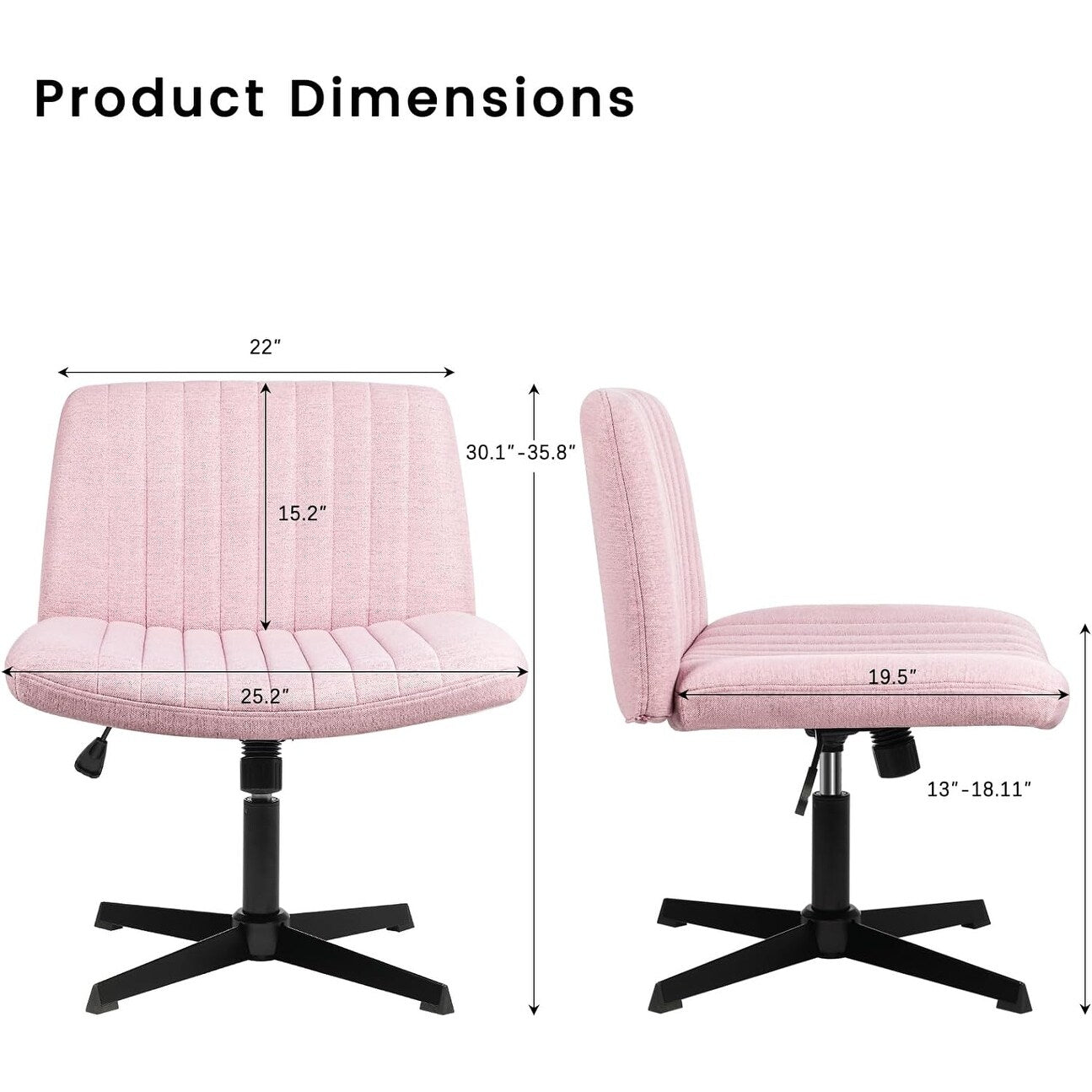 Chaise de bureau pivotante moderne BOSSIN Criss Cross Chair sans accoudoirs et sans roulettes, rembourrée en tissu.