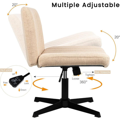 Chaise de bureau pivotante moderne BOSSIN Criss Cross Chair sans accoudoirs et sans roulettes, rembourrée en tissu.