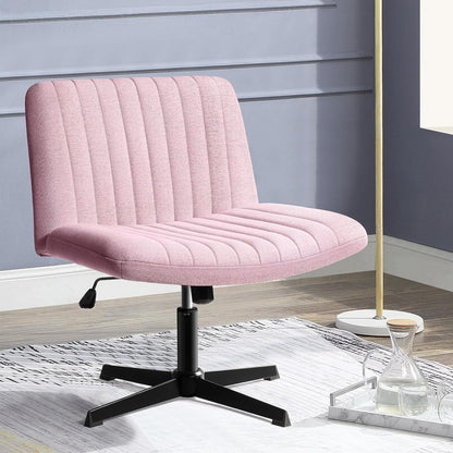 Chaise de bureau pivotante moderne BOSSIN Criss Cross Chair sans accoudoirs et sans roulettes, rembourrée en tissu.