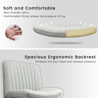 Chaise de bureau pivotante moderne BOSSIN Criss Cross Chair sans accoudoirs et sans roulettes, rembourrée en tissu.