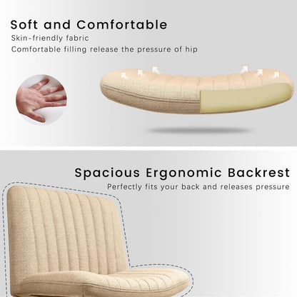 Chaise de bureau pivotante moderne BOSSIN Criss Cross Chair sans accoudoirs et sans roulettes, rembourrée en tissu.