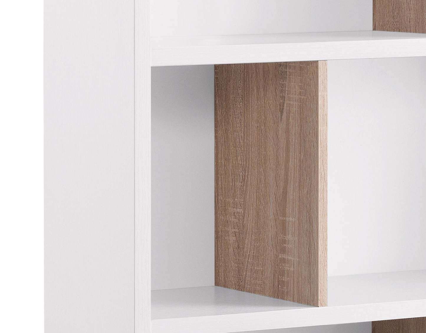 Bibliothèque Bremen 32.75 avec 4 étagères décalées - Blanc et Marron clair | Bibliothèque Bremen de 32,75 po avec 4 tablettes décalées - blanche et brun clair