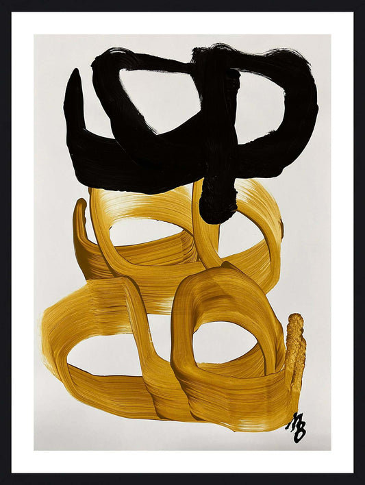 Black Dominates No. 3 Framed Artwork Raised Under Glass with Mat - 26 x 34|Œuvre d'art imprimée et surélevée sous verre « Black Dominates No. 3 » avec passe-partout - 26 po x 34 po