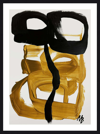 Black Dominates No. 13 Oeuvre encadrée sous verre avec passe-partout - 26 x 34|Œuvre d'art imprimée et surélevée sous verre « Black Dominates No. 13 » avec passe-partout - 26 po x 34 po