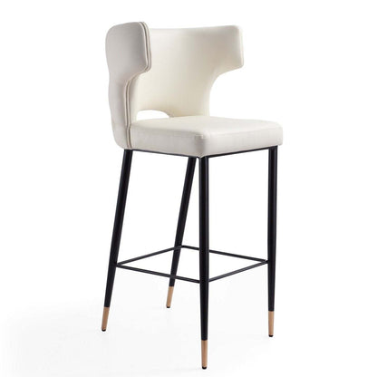 Manhattan Comfort Holguin 41.34 Wooden Barstool - Cream, Black &amp; Gold|Tabouret bar Holguin de Manhattan Comfort de 41,34 po en bois - crème, noir et doré