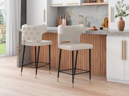 Manhattan Comfort Holguin 41.34 Wooden Barstool - Cream, Black &amp; Gold|Tabouret bar Holguin de Manhattan Comfort de 41,34 po en bois - crème, noir et doré